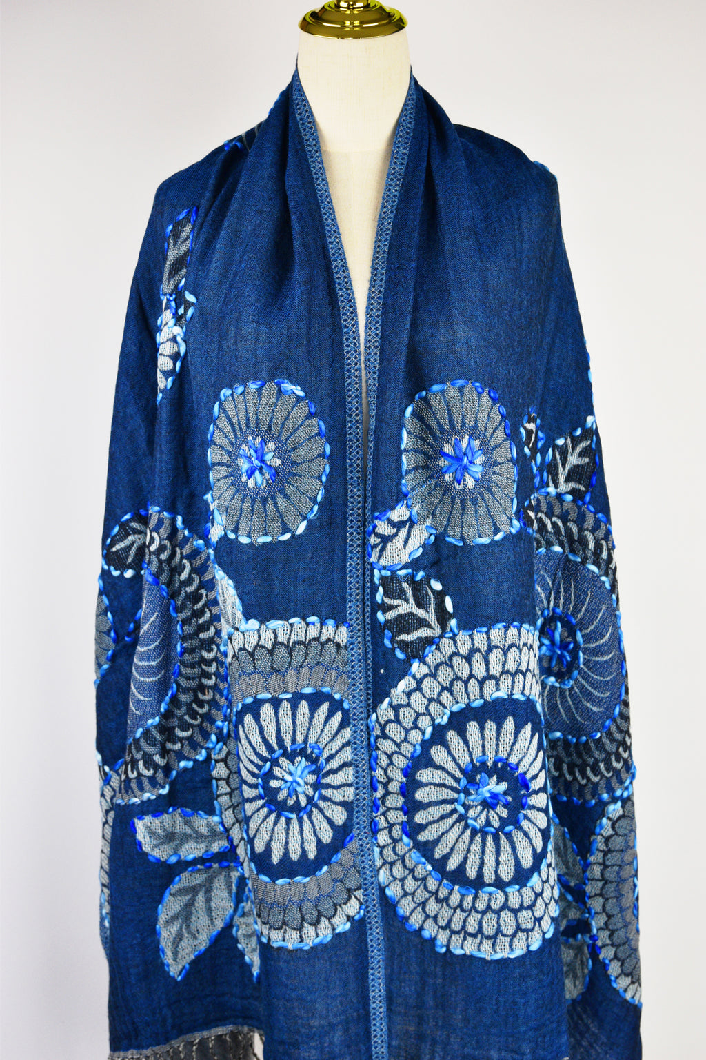 Boiled Wool Scarf, Winter Luxury Stole, Gift for Mom, Wool Paisley Pashmina/Wrap/Stole 28"x80" Inches