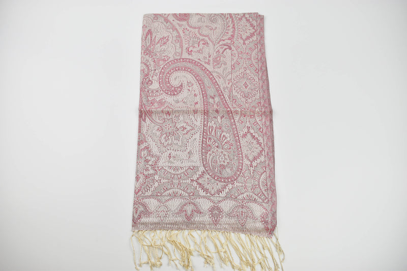 Silver/Grey Pure Silk Paisley and Floral Design Scarves/ Wrap/ Pashmina/Stole/Shawl  200cm x 55cm